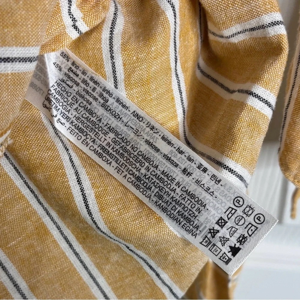 Zara Sunkissed Linen Cutout Mini Coastal Cowgirl Cottagecore Mustard Yellow M - Picture 14 of 15